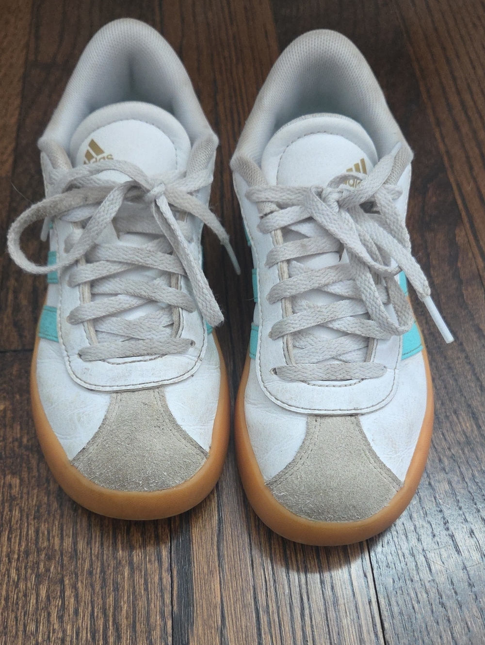 Adidas Kids White & Light Blue Retro Trainer